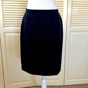 Nordstrom Classique Entier navy skirt with royal blue and cream pinstripes.